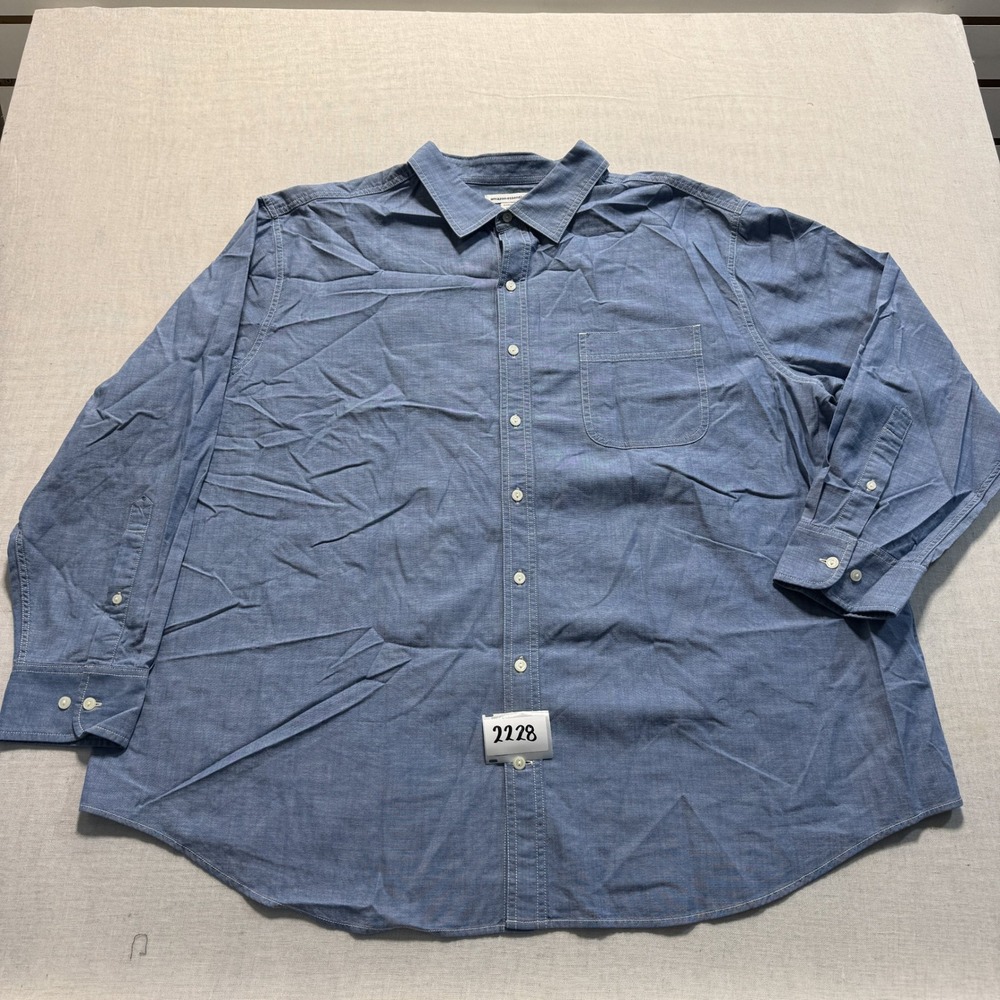 Amazon Essentials Button Down Shirt Mens 2XL‎ Blue Excellent